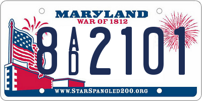 MD license plate 8AD2101