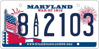 MD license plate 8AD2103