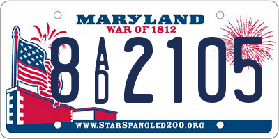 MD license plate 8AD2105