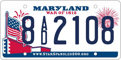 MD license plate 8AD2108