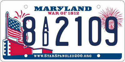 MD license plate 8AD2109