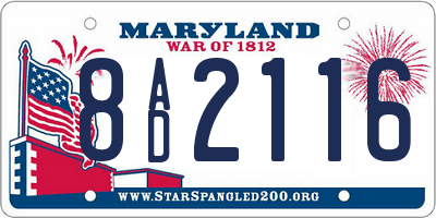 MD license plate 8AD2116