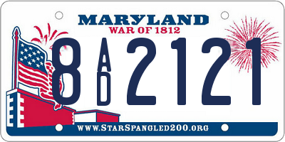 MD license plate 8AD2121