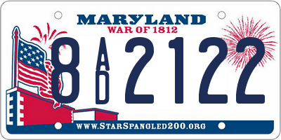 MD license plate 8AD2122