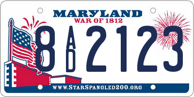 MD license plate 8AD2123