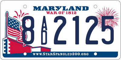 MD license plate 8AD2125