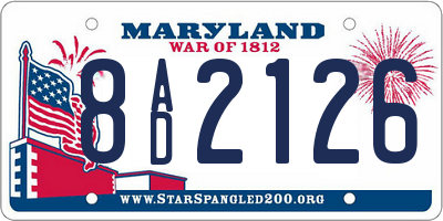 MD license plate 8AD2126