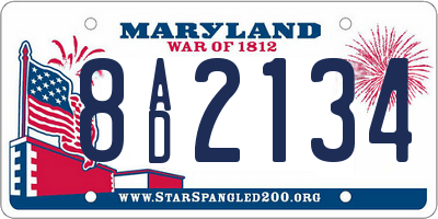 MD license plate 8AD2134