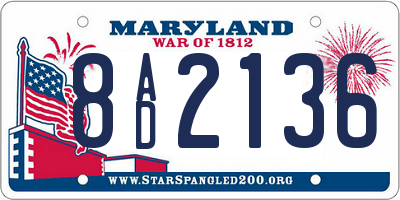 MD license plate 8AD2136