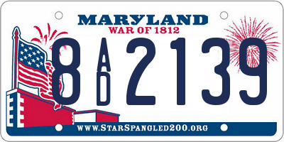 MD license plate 8AD2139
