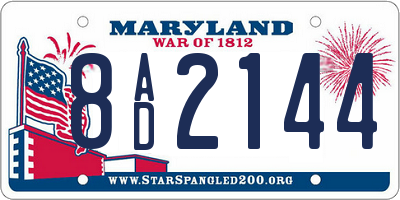 MD license plate 8AD2144