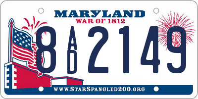 MD license plate 8AD2149