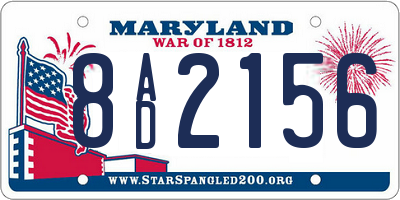 MD license plate 8AD2156