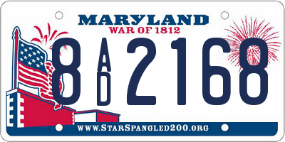 MD license plate 8AD2168