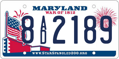 MD license plate 8AD2189