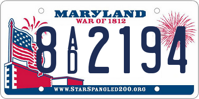 MD license plate 8AD2194