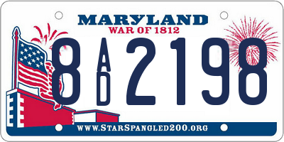 MD license plate 8AD2198