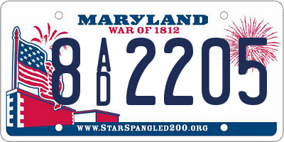 MD license plate 8AD2205