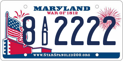 MD license plate 8AD2222