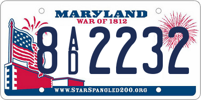 MD license plate 8AD2232