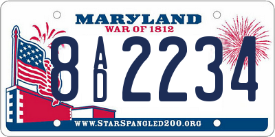 MD license plate 8AD2234