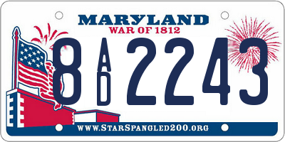 MD license plate 8AD2243