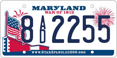 MD license plate 8AD2255