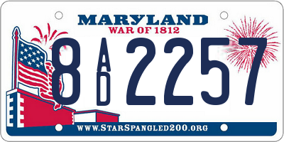 MD license plate 8AD2257