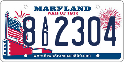 MD license plate 8AD2304