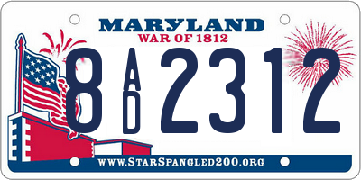 MD license plate 8AD2312
