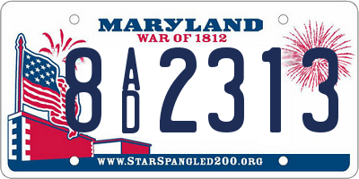 MD license plate 8AD2313