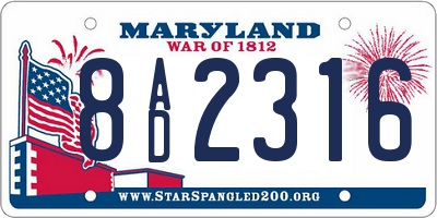 MD license plate 8AD2316