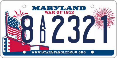 MD license plate 8AD2321
