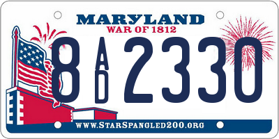 MD license plate 8AD2330
