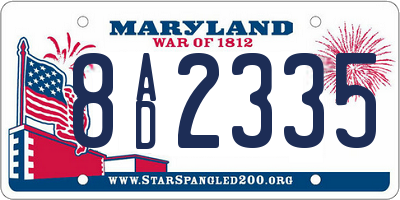 MD license plate 8AD2335