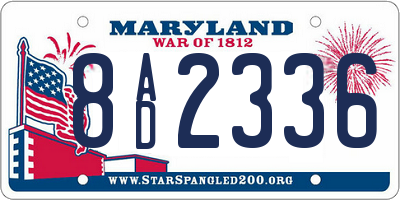 MD license plate 8AD2336