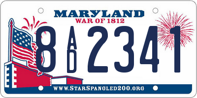 MD license plate 8AD2341