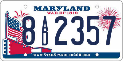MD license plate 8AD2357