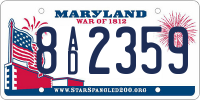 MD license plate 8AD2359