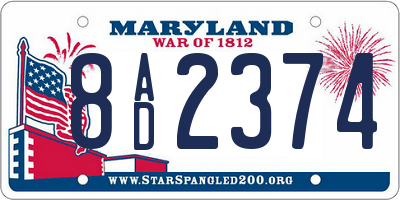 MD license plate 8AD2374