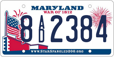 MD license plate 8AD2384