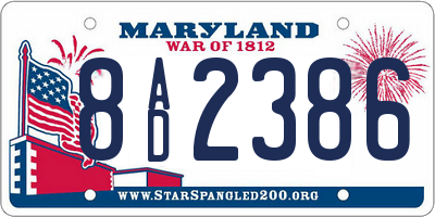 MD license plate 8AD2386