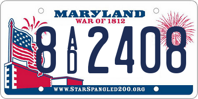 MD license plate 8AD2408