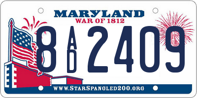 MD license plate 8AD2409