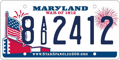 MD license plate 8AD2412