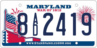 MD license plate 8AD2419
