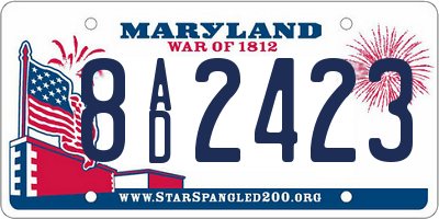 MD license plate 8AD2423