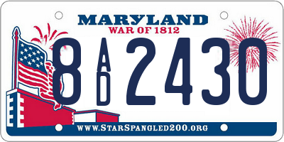 MD license plate 8AD2430