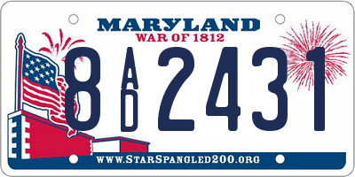 MD license plate 8AD2431