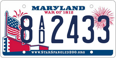 MD license plate 8AD2433